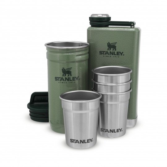 STANLEY Dárkový set Adventure series placatka/butylka 250 ml + panáky 4ks zelená
