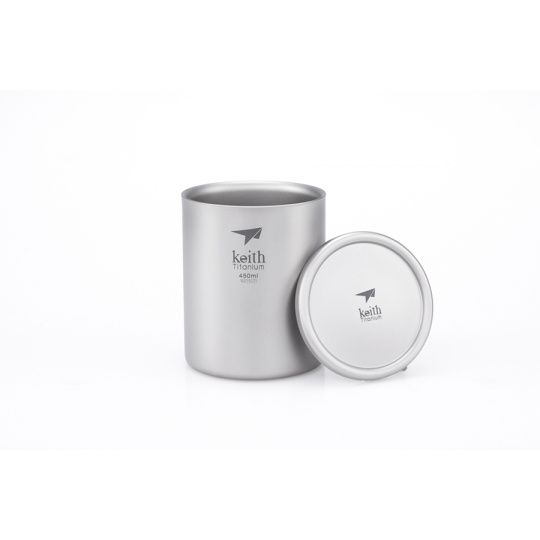 Titanový termohrnek s víčkem Keith Mug Double Wall 450 ml.