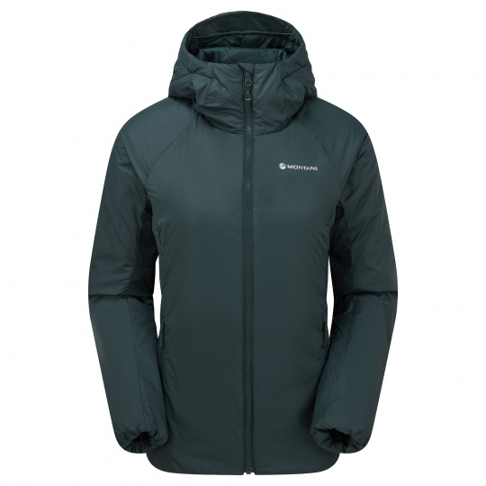 Montane FEM RESPOND HOODIE-DEEP FOREST-UK16/XL dámská bunda s kapucí tmavě zelená