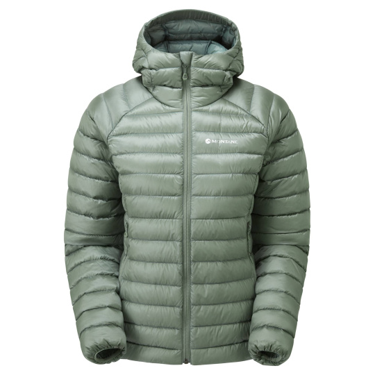 Montane FEM ANTI-FREEZE HOODIE-PALE SAGE-UK10/S dámská bunda šedozelená