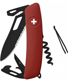 Swiza kapesní nůž SH03TR Allblack Single Hand Helvetix Wavy Edge