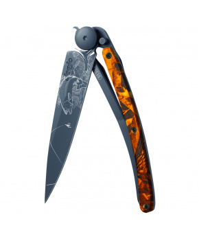 Kapesní nůž Deejo 1GM031 Tattoo Black 37g orange camo Trout