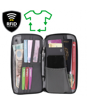 Cestovní Pouzdro na Doklady Lifeventure RFiD Travel Wallet Recycled Grey