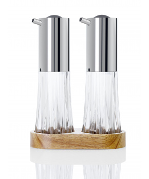 AdHoc Dávkovač CRYSTAL na olej nebo balzamico čirý set 2 kusů s podstavcem AdHoc Dávkovač CRYSTAL na olej nebo balzamico čirý set 2 kusů s podstavcem