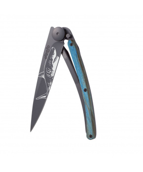 Kapesní nůž Deejo 1GB158 Tattoo Black 37g blue beech Shark