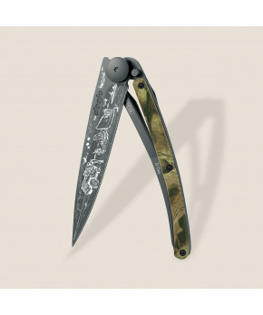 Kapesní nůž Deejo 1GM042 Tattoo Black 37g army camo D-Day limitovaná edice
