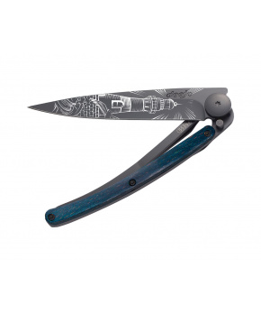 Kapesní nůž Deejo 1GB168 Tattoo Black 37g blue beech Lighthouse