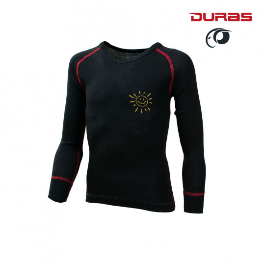 Duras Honzík dětské triko merino černá+rudý šev