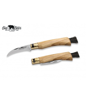 Houbařský kapesní nůž Antonini OldBear 9387/19_LU nerezová ocel,rukojeť olivové dřevo se štětinami