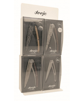 Kovový stojan DEE231 na 4ks kapesních nožů Deejo v prodejním obalu