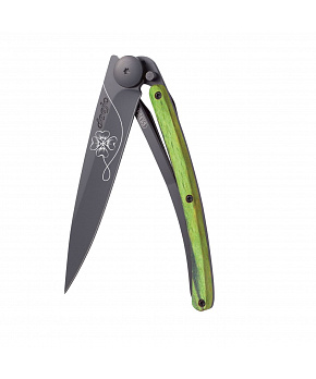 Kapesní nůž Deejo 1GB160 Tattoo Black 37g green beech Lucky Charm