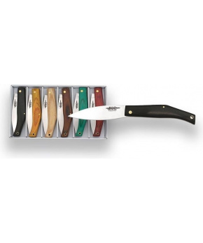 Joker sada přívěsků Folding Knives Pressed Wooden Handle 6ks