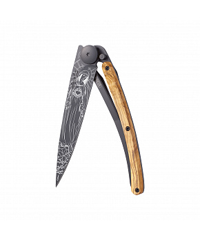 Kapesní nůž Deejo 1GB185 Tattoo Black 37g olive wood Virgo
