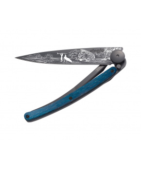 Kapesní nůž Deejo 1GB167 Tattoo Black 37g blue beech Van Life