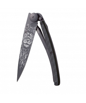 Kapesní nůž Deejo 1GC106 Tattoo Black 37g carbon Lion
