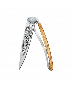 Kapesní nůž Deejo 1CB077 Tattoo 37g olive wood Butterfly