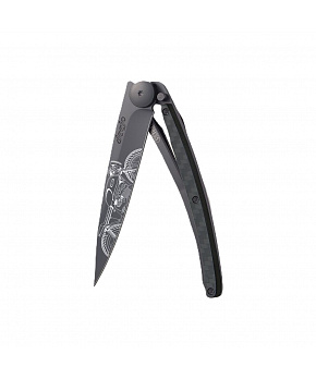 Kapesní nůž Deejo 1GC107 Tattoo Black 37g carbon fiber Café Racer