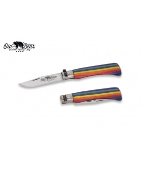 Kapesní nůž Antonini OldBear 9307/19_MAK OBB nerezová čepel,dřevěná rukojeť dezén duha