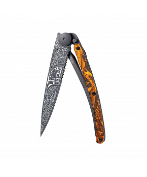 Kapesní nůž Deejo 1GM501 Tattoo Serration Black 37g orange camo Wild Boar Kapesní nůž Deejo 1GM501 Tattoo Serration Black 37g orange camo Wild Boar