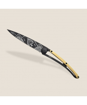 Kapesní nůž Deejo 1GM021 GOLD Tattoo Black 37g 23kt yellow gold Good Luck