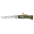 Nůž Opinel VRN°08 Inox Khaki + kožený provázek