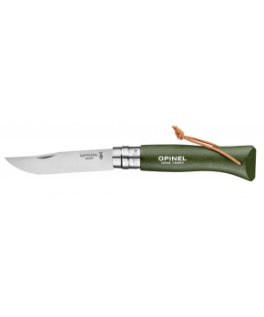 Nůž Opinel VRN°08 Inox Khaki + kožený provázek