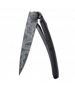 Kapesní nůž Deejo 1GB107 Tattoo Black 37g ebony wood Japanese Dragon