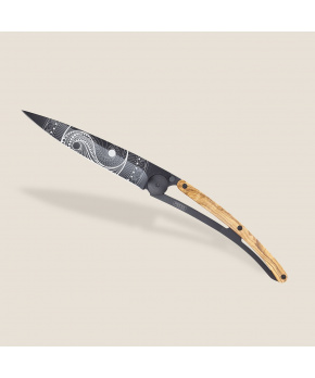 Kapesní nůž Deejo 1GB149 Tattoo Black 37g olive wood Yin &#38; Yang