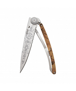 Kapesní nůž Deejo 1CC512 Tattoo Serration 37g brown camo Viking Vegvisir
