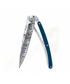 Kapesní nůž Deejo 1AMTDF002 Tattoo Mirror 37g blue aluminium Tour de France Bunch limitovaná edice