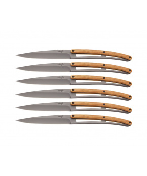 Deejo 6FB001 sada 6 příborových nožů Table,šedý titan,olivové dřevo Deejo 6FB001 sada 6 příborových nožů Table,šedý titan,olivové dřevo