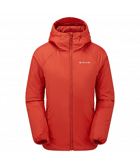 Montane FEM RESPOND HOODIE-SAFFRON RED-UK8/XS dámská bunda s kapucí červená