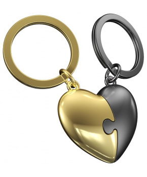 MTM Klíčenka Srdce puzzle zlato & hnědá MTM Klíčenka Srdce puzzle zlato & hnědá