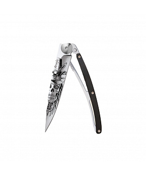 Kapesní nůž Deejo 1AB103 Tattoo Mirror 37g ebony wood Dandy Skull