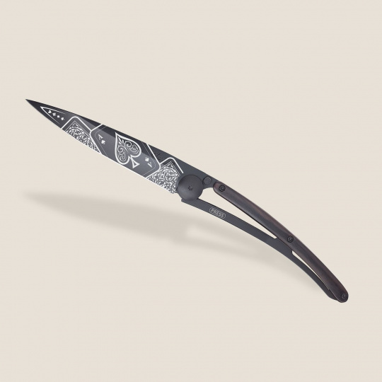 Deejo 1GB151 Black tattoo 37g, biker, ebony wood, Good Luck