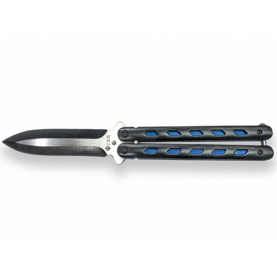 Joker motýlek Aluminium Black/Blue Butterfly 95 mm