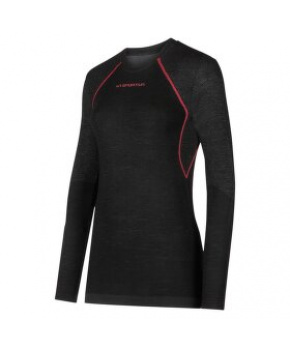 Triko dlouhý rukáv La Sportiva Wool40 Aero Longsleeve W Black/Hibiscus