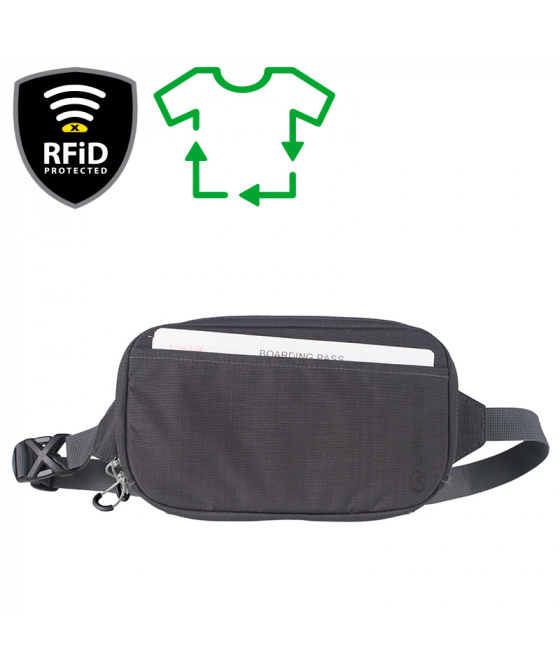 Cestovní Pouzdro na Dokumenty Lifeventure RFiD Travel Belt Pouch Recycled Grey