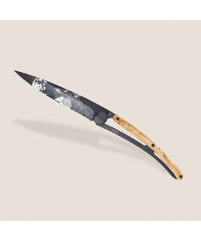 Kapesní nůž Deejo 1GB135 Tattoo Black 37g olive wood Howling