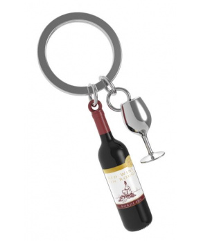 MTM Klíčenka Láhev vína a sklenička