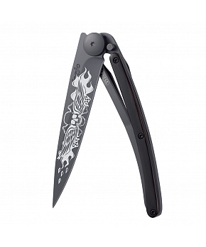 Kapesní nůž Deejo 1GB109 Tattoo Black 37g ebony wood Angels