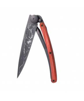 Kapesní nůž Deejo 1GB156 Tattoo Black 37g red beech Bull