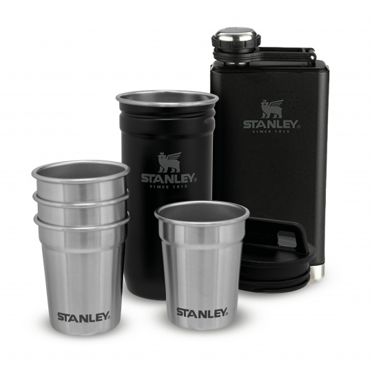 STANLEY Dárkový set Adventure series placatka/butylka 250 ml + panáky 4ks černá mat
