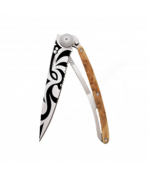 Kapesní nůž Deejo 1CB512 Tattoo Serration 37g juniper wood Tribal