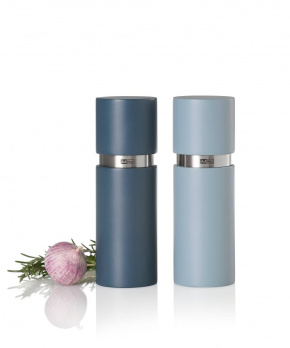 AdHoc Set mlýnků na pepř a sůl Textura, CeraCut, dubové dřevo lakovaný šedý a modrý 15 cm AdHoc Set mlýnků na pepř a sůl Textura, CeraCut, dubové dřevo lakovaný šedý a modrý 15 cm