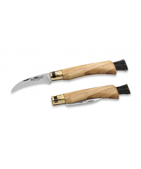 Houbařský kapesní nůž Antonini OldBear 9387/19_LU nerezová ocel, rukojeť olivové dřevo se štětinami