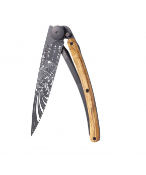 Kapesní nůž Deejo 1GB166 Tattoo Black 37g olive wood Samourai