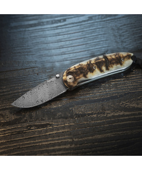 Kapesní nůž LionSteel 8210D MN damascus,rukojeť rohovina