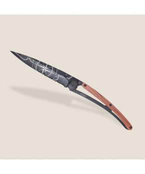 Kapesní nůž Deejo 1GB554 Tattoo Serration Black 37g coralwood Terra Incognita