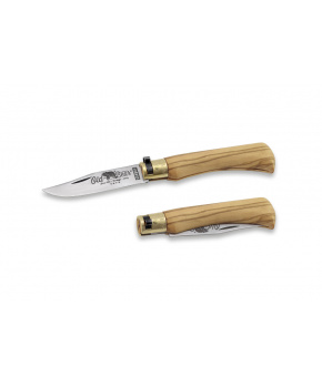 Kapesní nůž Antonini OldBear 9305/19_LU OBB Damascus damašková čepel, rukojeť olivové dřevo